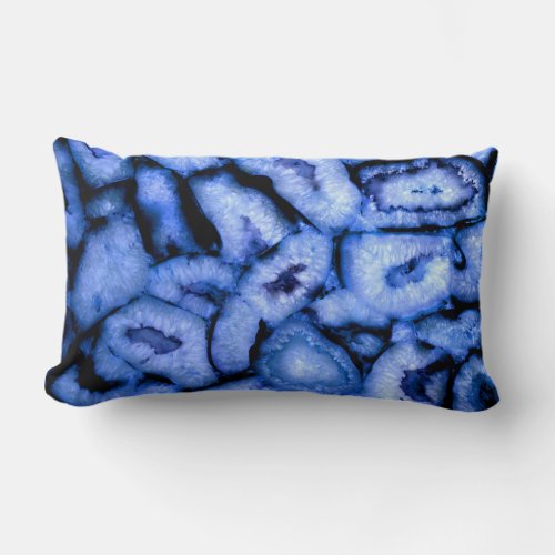 Blue Quartz Blue Agate blue Geodes Lumbar Pillow