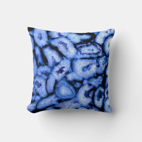 Blue Quartz Blue Agate blue Geodes Throw Pillow