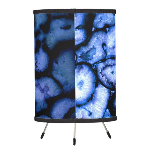 Blue Quartz, blue Agate, blue Geodes Tripod Lamp (Back)