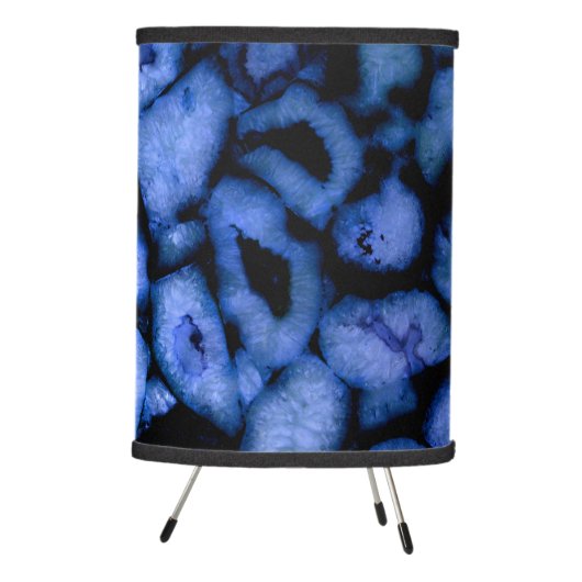 Blue Quartz, blue Agate, blue Geodes Tripod Lamp (Right)
