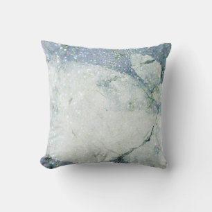 Blue Quartz Diamond Veins Modern Marble Gemstone Throw Pillow