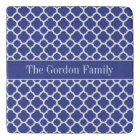 Blue Quatrefoil Band Personalized Trivet