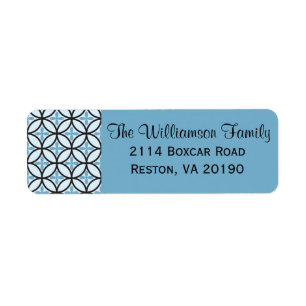 Blue Quatrefoil Cross Label