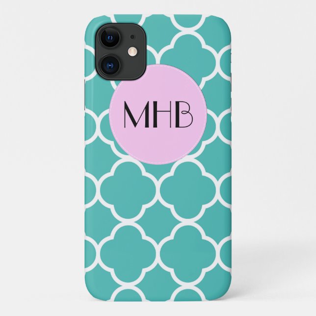 Blue Quatrefoil, Moroccan Trellis, Monogram Case-Mate iPhone Case (Back)