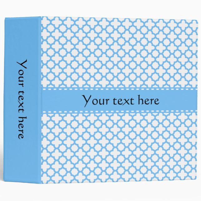 Blue Quatrefoil Pattern 3 Ring Binder (Front/Spine)