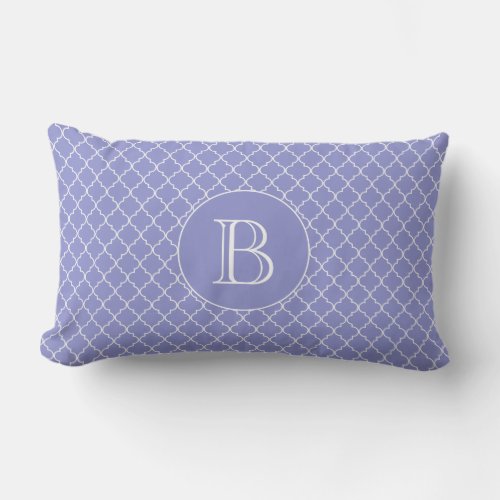 Blue Quatrefoil Pattern Custom Monogram Lumbar Pillow