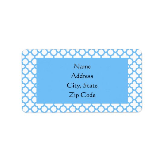 Blue Quatrefoil Pattern Label