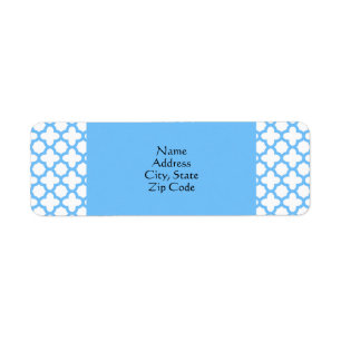 Blue Quatrefoil Pattern Label