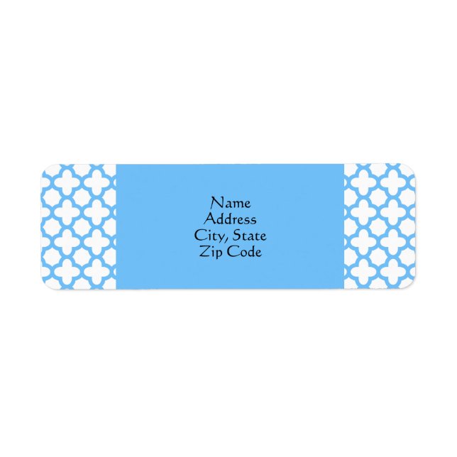 Blue Quatrefoil Pattern Label (Front)