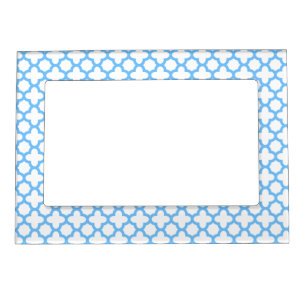 Blue Quatrefoil Pattern Magnetic Picture Frame