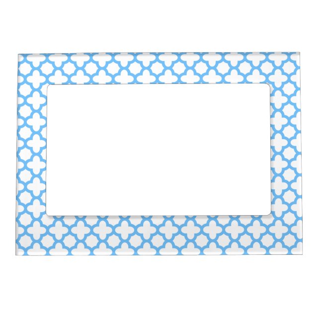 Blue Quatrefoil Pattern Magnetic Picture Frame (Front)