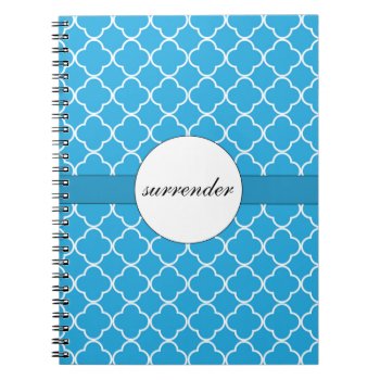 Blue Quatrefoil Pattern Notebook by recoverystore at Zazzle