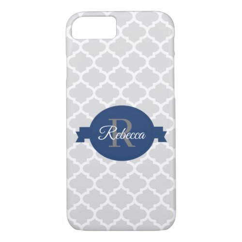 Blue Quatrefoil Personalized iPhone 87 Case