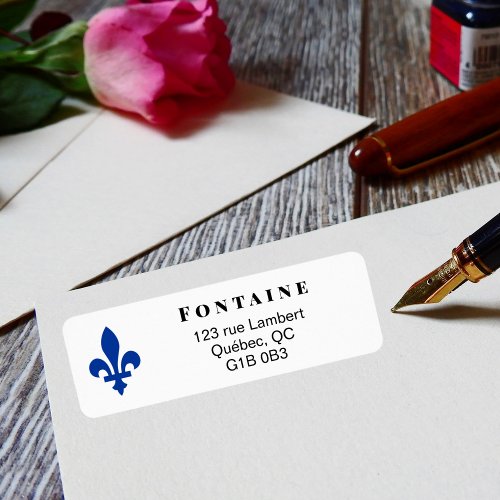 Blue Quebec Fleur de Lis Label