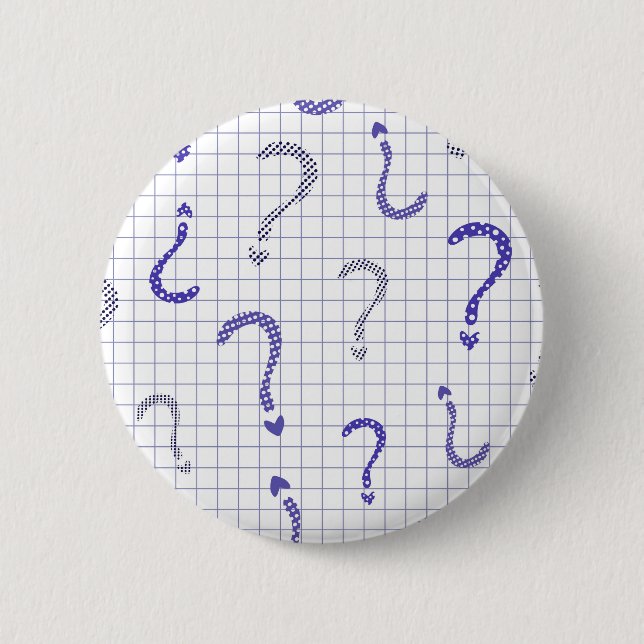 Blue question mark seamless pattern button (Front)