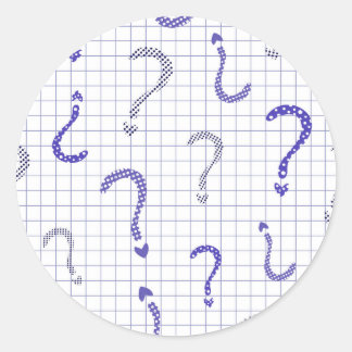 Blue question mark seamless pattern classic round sticker