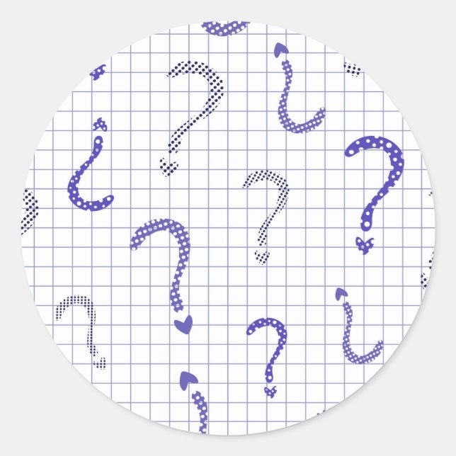 Blue question mark seamless pattern classic round sticker (Front)