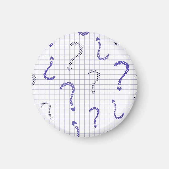 Blue question mark seamless pattern magnet (Front)