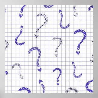 Blue question mark seamless pattern poster