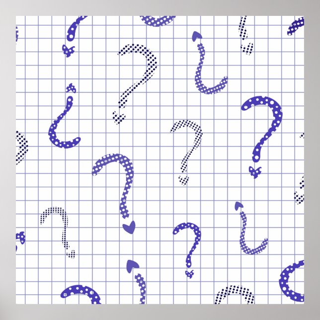 Blue question mark seamless pattern poster (Front)
