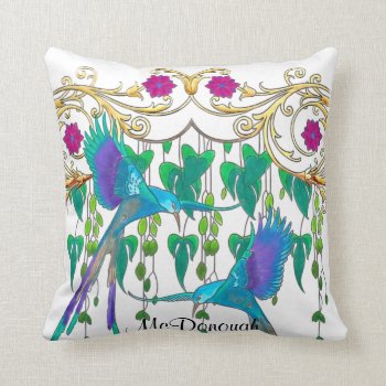 Blue Quetzal Bird Throw Pillow by ArtisticallyHome at Zazzle