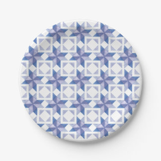 Blue Quilt Block Paper Plates