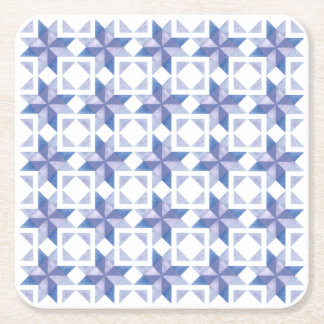 Blue Quilt Block Square Paper Coaster