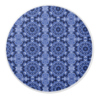 Blue Quilt Ceramic Knob