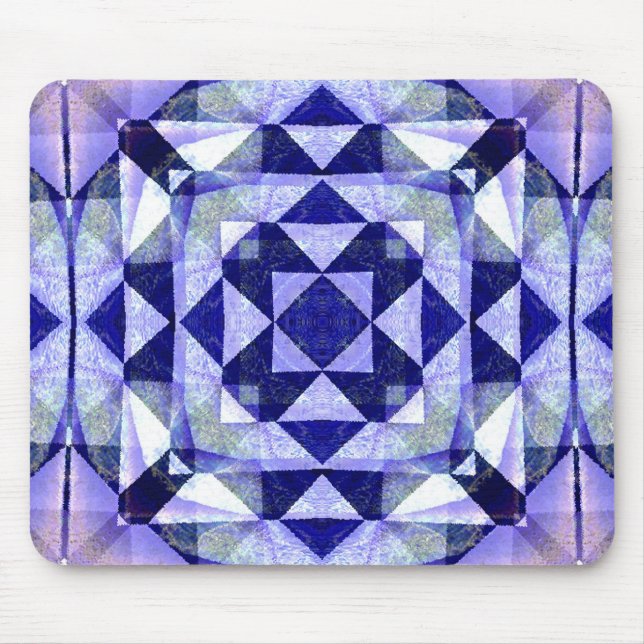 Blue Quilt Digital Art Abstract Mousepads (Front)