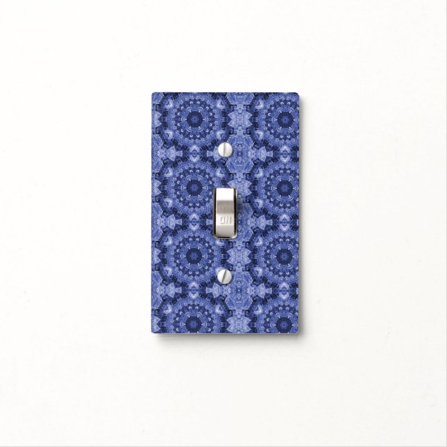 Blue Quilt Light Switch Cover (In Situ)