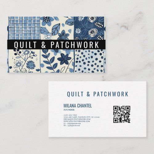Blue Quilt Patchwork Handmade Clothing  Business Card