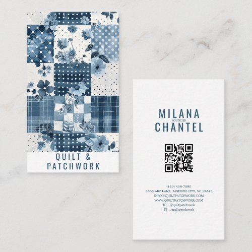 Blue Quilt Patchwork Handmade Clothing  Business Card