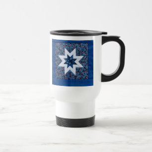 blue quilt star commuter mug