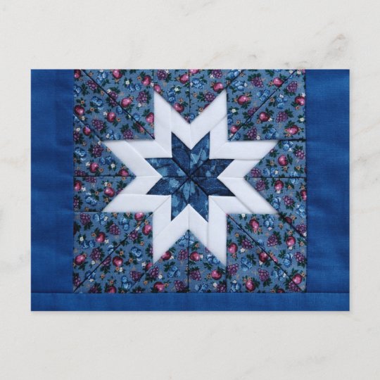 blue quilt star postcard