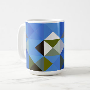 Blue Quilt Style Block Pattern Mug Cup