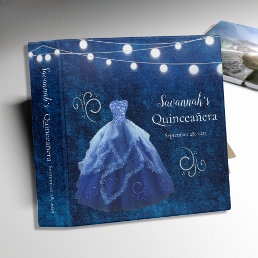 Blue Quinceanera Dress String Light Photo Album 3 Ring Binder