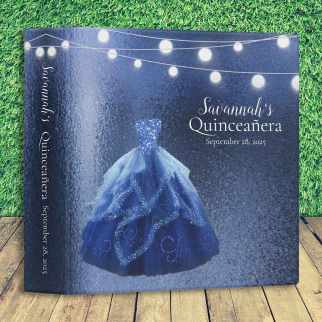 Blue Quinceanera Dress String Lights 3 Ring Binder (Creator Uploaded)