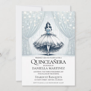 Blue Quinceañera Girl Invitation