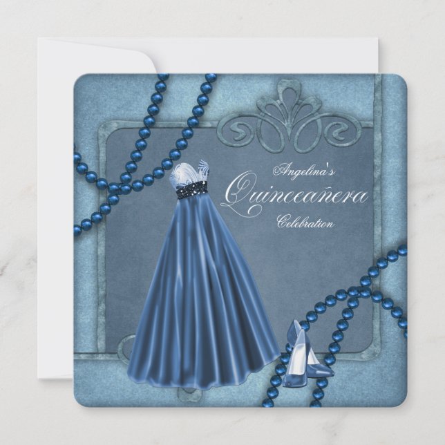 Blue Quinceanera Invitation (Front)