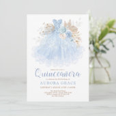 Blue Quinceañera Princess Dress Mis Quince 15 Años Invitation (Standing Front)