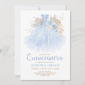 Blue Quinceañera Princess Dress Mis Quince 15 Años Invitation (Front)
