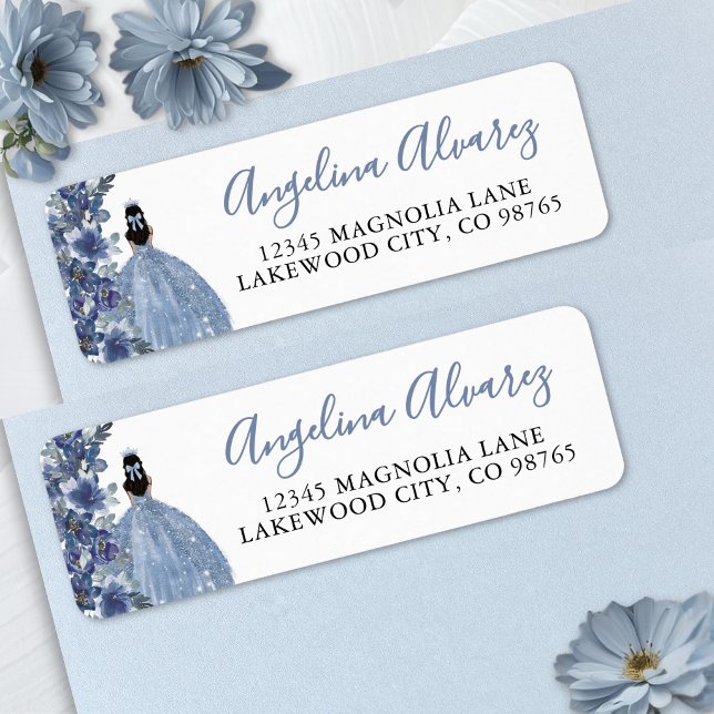 Blue Quinceanera Return Address Label (Blue Quinceanera Return Address Label )