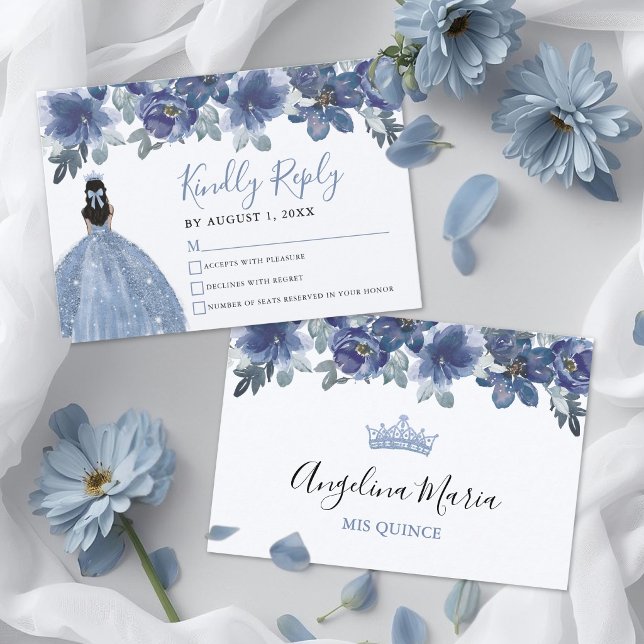 Blue Quinceanera RSVP Reply Card (Blue Quinceanera RSVP Reply Card)