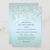 Blue Quinceanera Winter Wonderland Snowflakes Invitation (Front/Back)