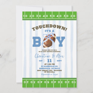 Blue Quirky Touchdown Boy Baby Shower Invitation