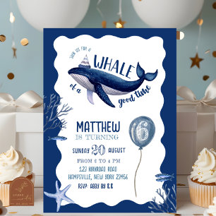 Blue Quirky Whale Birthday Invitation