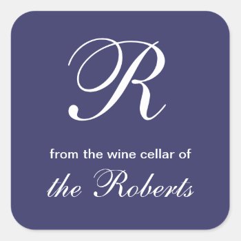 Blue R Monogram From The Wine Cellar Of Labels by specialoccasions at Zazzle