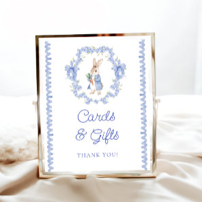 Blue Rabbit Boy Baby Shower Cards and Gifts Poster