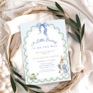 Blue Rabbit Boy Baby Shower Invitation