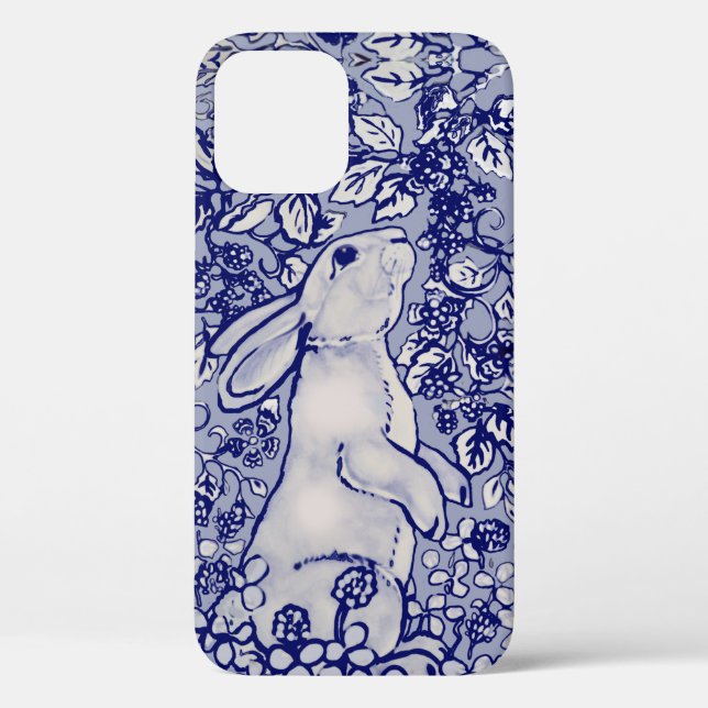 Blue Rabbit Bunny Floral Delft Dedham Animal Case-Mate iPhone Case (Back)
